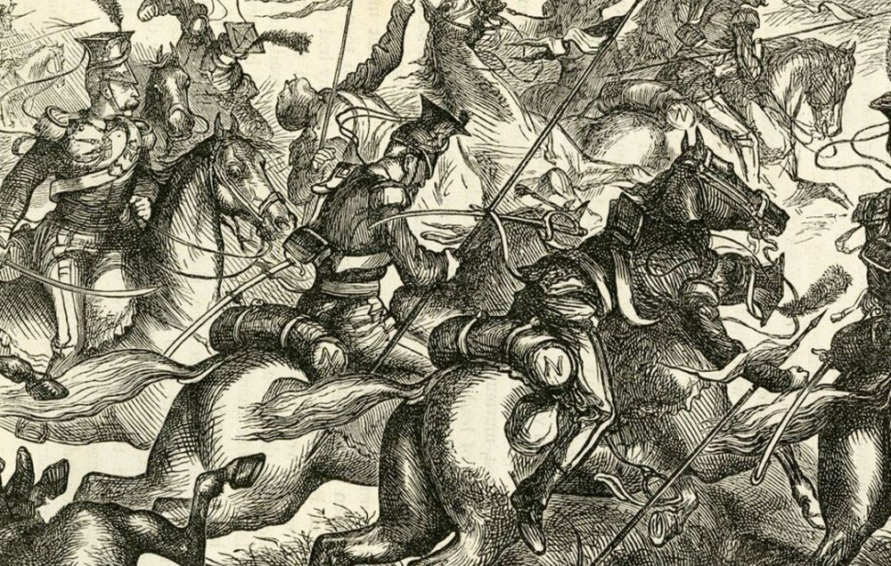 The French lancers attack the British line