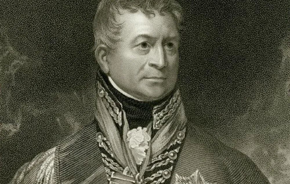 An engraving of Sir Thomas Picton, a commander at the Battle of Waterloo and highest profile death on the Allied side