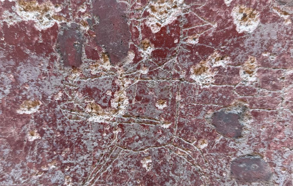 A wall in Pompeii with graffiti of a gladiator thrusting with his gladius