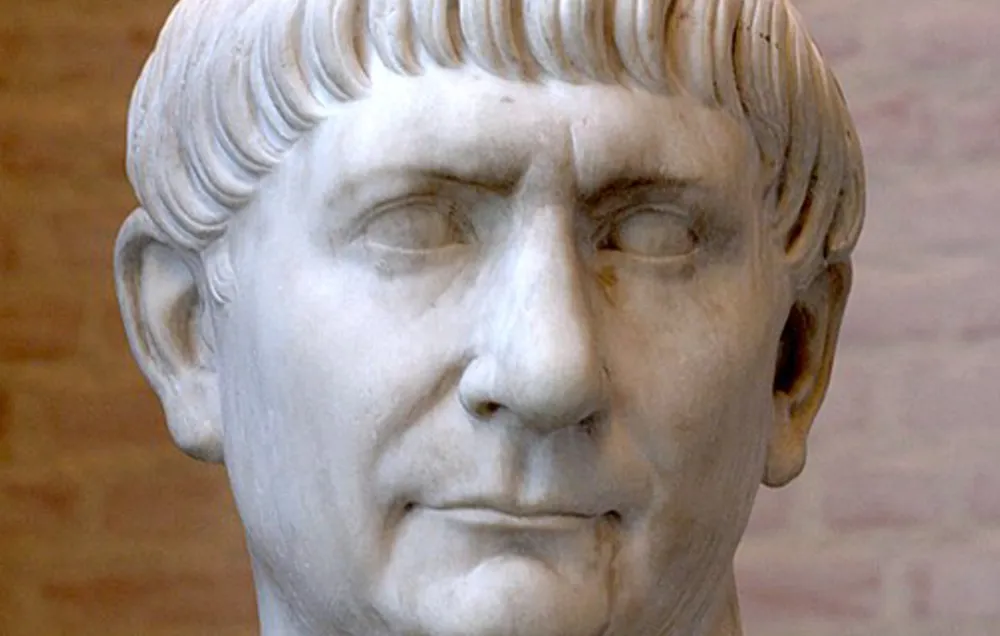 A marble bust of the emperor Trajan