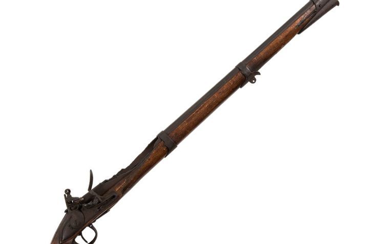 A long barrelled musket of Austrian design, finished in wood and iron
