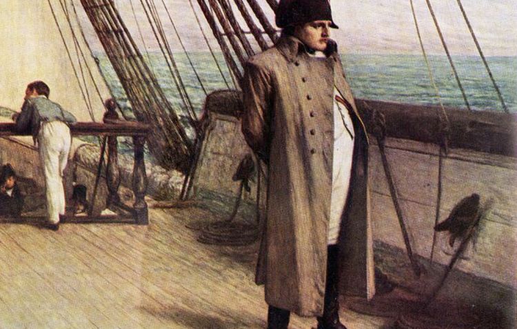 Napoleon looks out across the Atlantic as he is transports to St. Helena onboard the Bellerophon