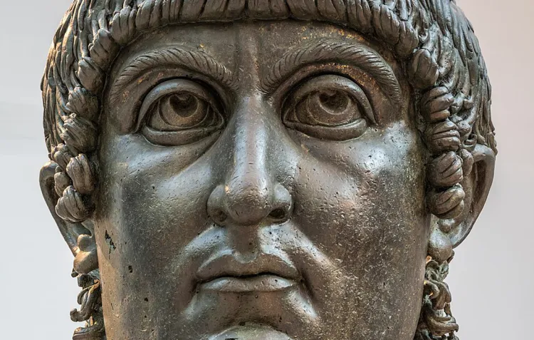 A black stone bust of the emperor Constantine I
