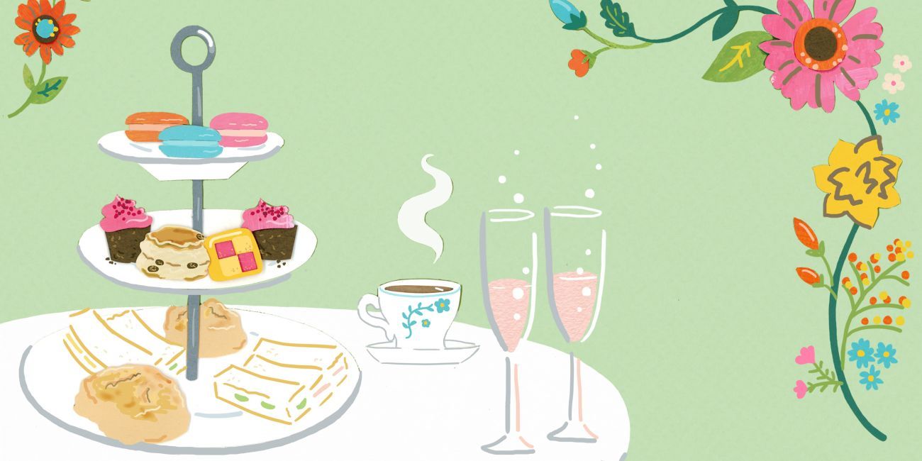 Illustration of table set for afternoon tea