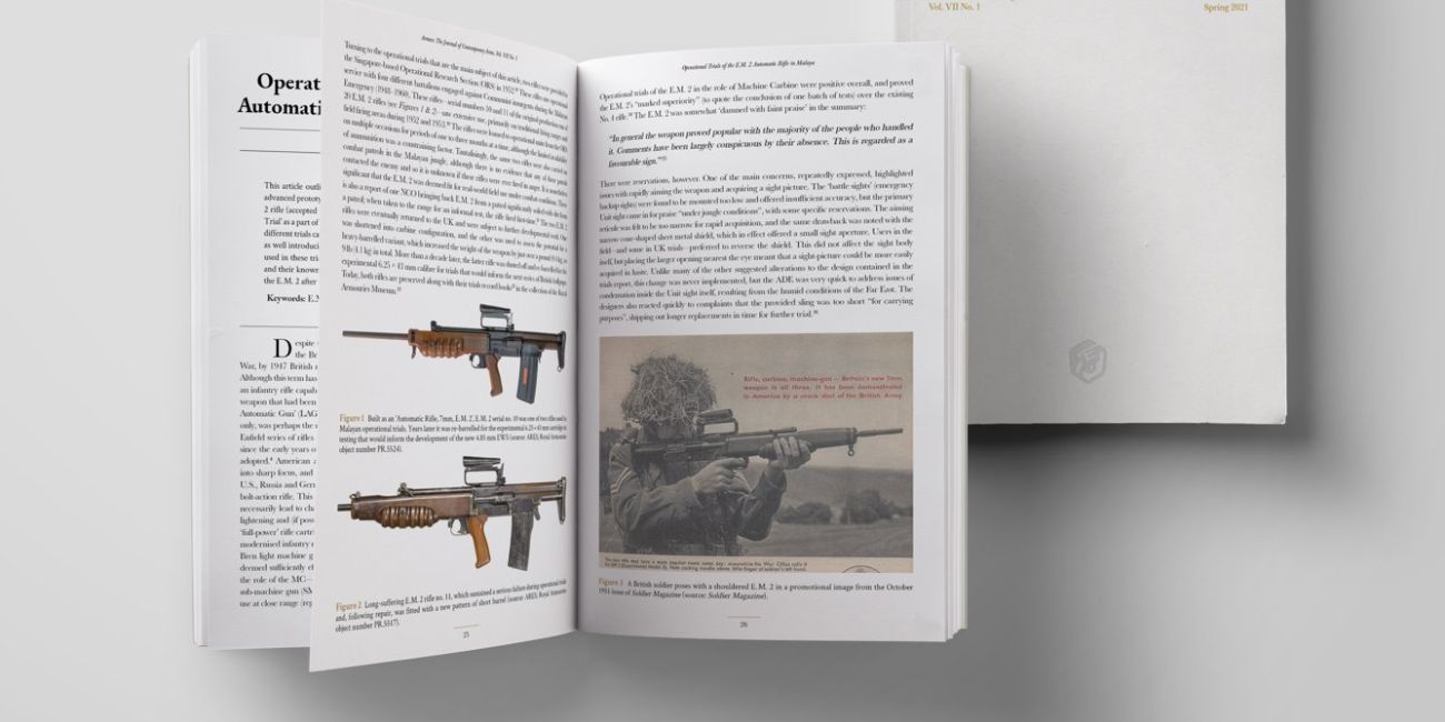 Open double page spread of ARMAX publication next to front cover that reads ARMAX