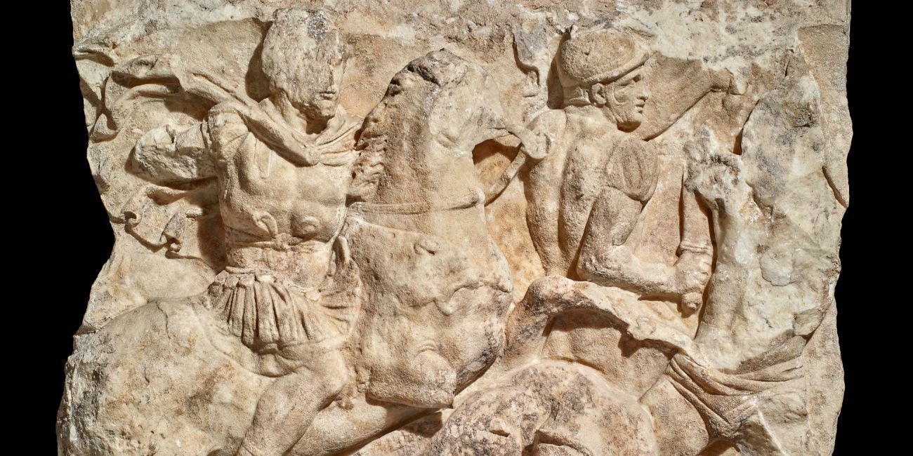 Stone carving of Roman cavalry