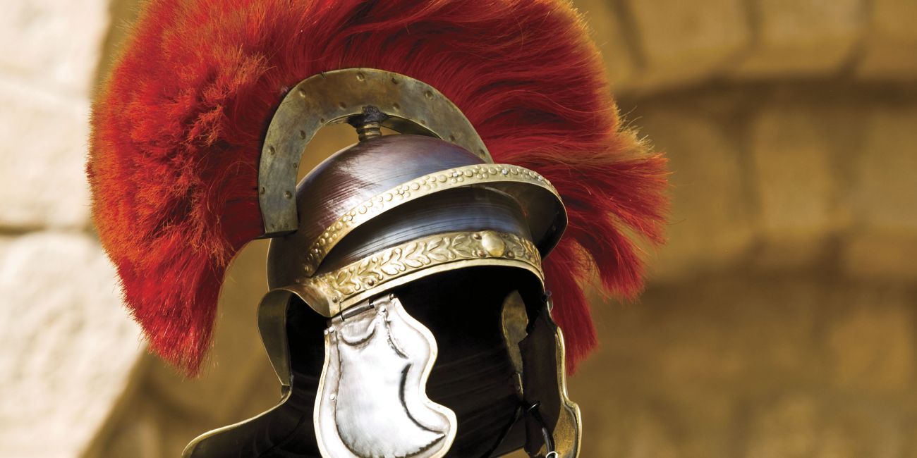 Replica helmet with red plume