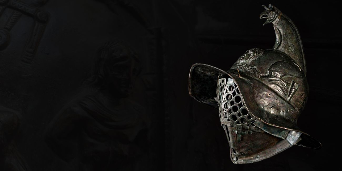 Wide brimmed bronze helmet with eagle crest