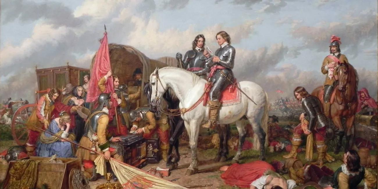 Painting of Cromwell at battle of Naseby
