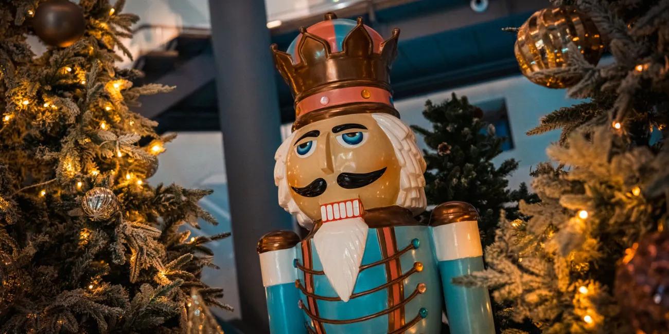 Nutcracker model and Christmas tree