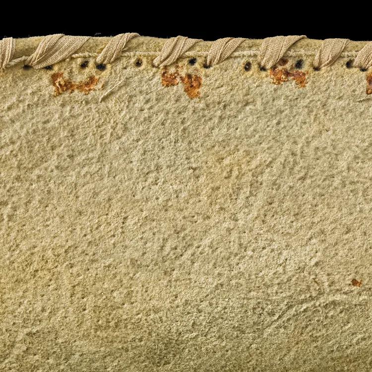 Up close intricate detail of a 17th century buff coat