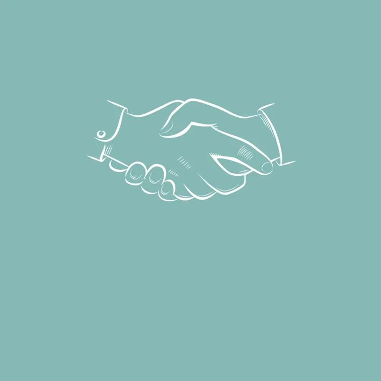 Illustration of  a handshake on a green background
