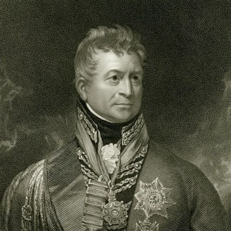 An engraving of Sir Thomas Picton, a commander at the Battle of Waterloo and highest profile death on the Allied side