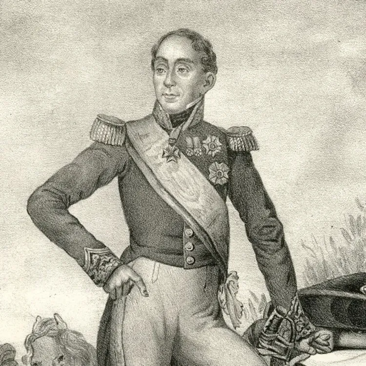 An engraving of Marshal Grouchy, commander of French forces at the Battle of Wavre