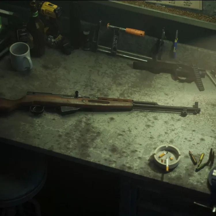CGI image of firearm on a work bench