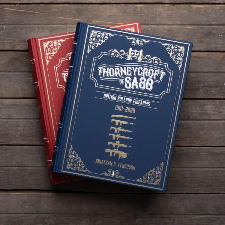 Headstamp book covers on wooden background