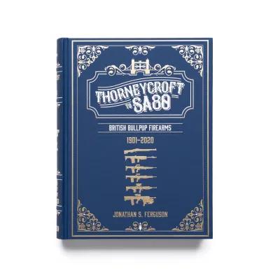 blue book cover with gold silhouettes of various guns