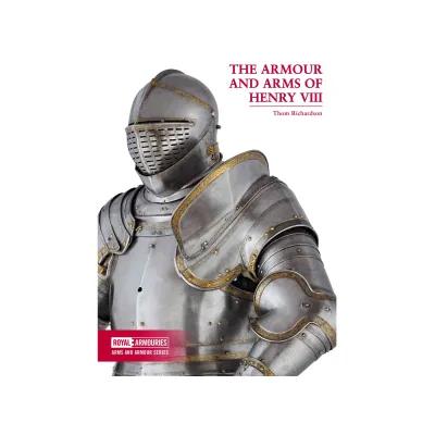 Book cover with knight in full armour viewed from the waist upwards