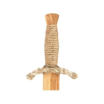 hilt of a wooden sword with the grip and guard bound with string