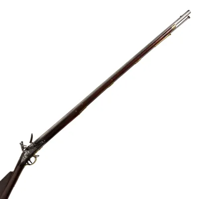 A long barrelled carbine with steel barrel and wooden stock