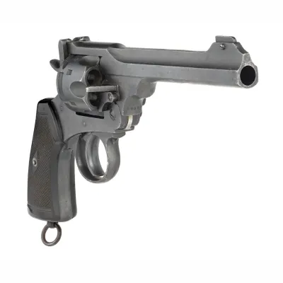 A large receiver revolver in blackened steel