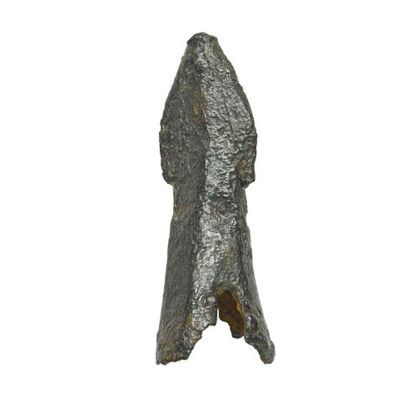 A metal arrowhead open at one end to allow for arrow shaft