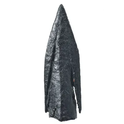 A short metal arrowhead with a tapering socket to allow for arrow shaft, and short curving close fitting barbs