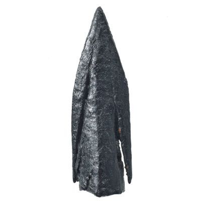 A short metal arrowhead with a tapering socket to allow for arrow shaft, and short curving close fitting barbs