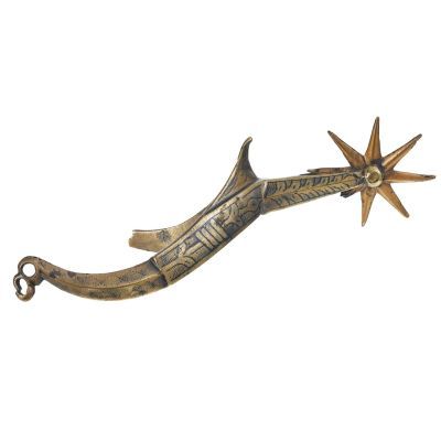 Spur made of copper alloy decorated with an engraved pattern of stylised foliage