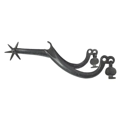 A metallic wish-bone shaped bar leading with both arms leading to a six pointed star at the heel.