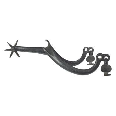 A metallic wish-bone shaped bar leading with both arms leading to a six pointed star at the heel.