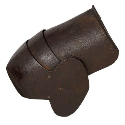 Three shaped and fitted bands of plate iron designed to worn on the arm