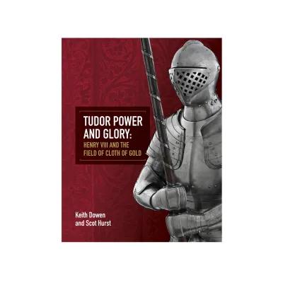 Tudor portrait showcasing power and glory, featuring a noble figure in full armour holing a pike and a grand backdrop