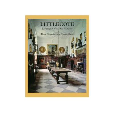 Cover design for 'Littlecote: The English Civil War Armoury' by Thom Richardson and Graeme Rimer, featuring stylised text on a dark background