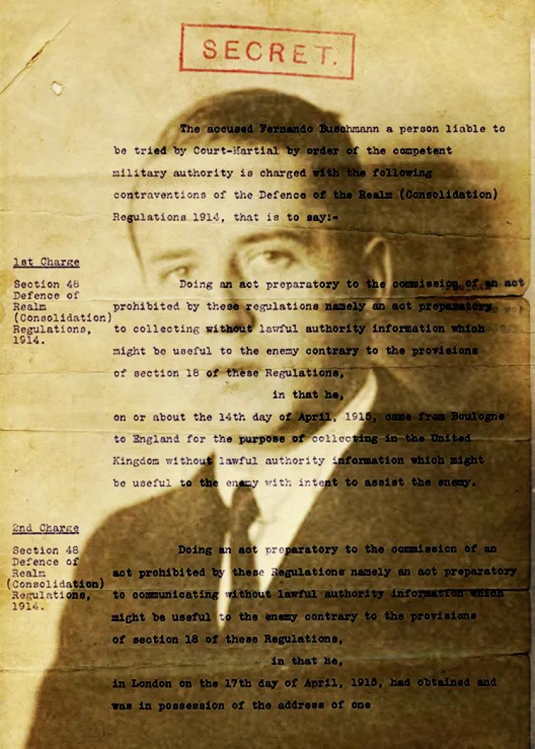 Discover the gripping tale of Fernando Buschmann, a businessman caught in a web of espionage during the First World War. Uncover the secrets of spies in the Tower of London.