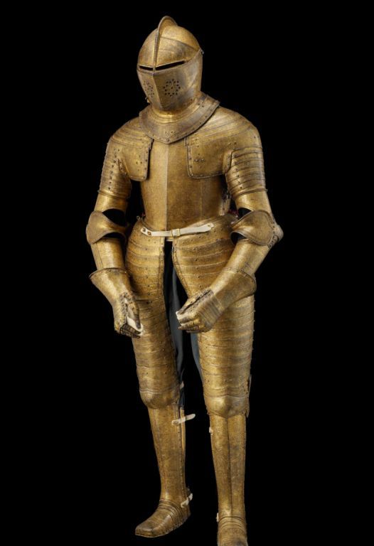 full suit of golden coloured armour