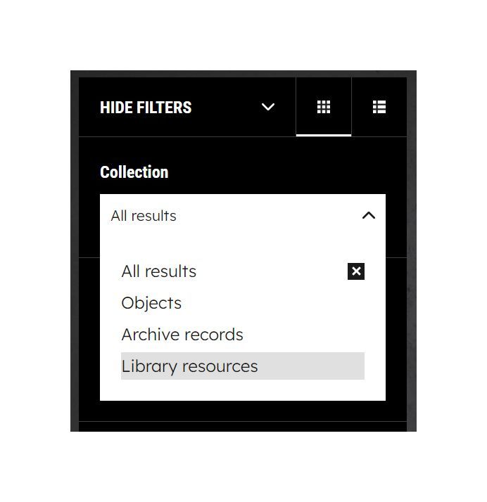 collection search filter options