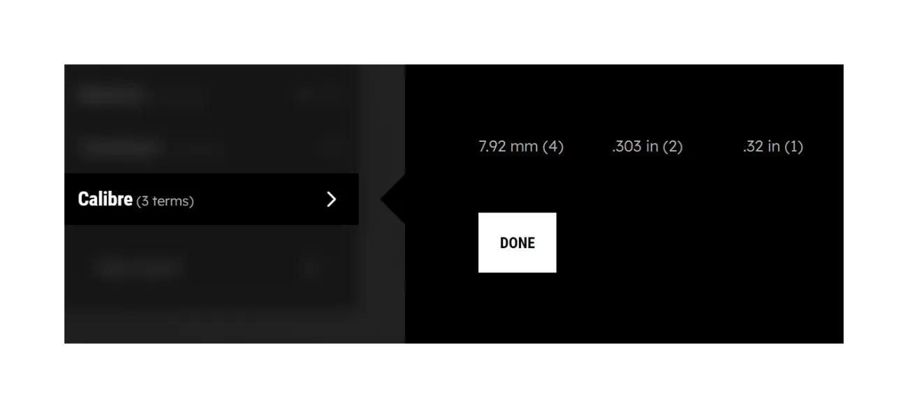 Filter category showing a limited number of terms