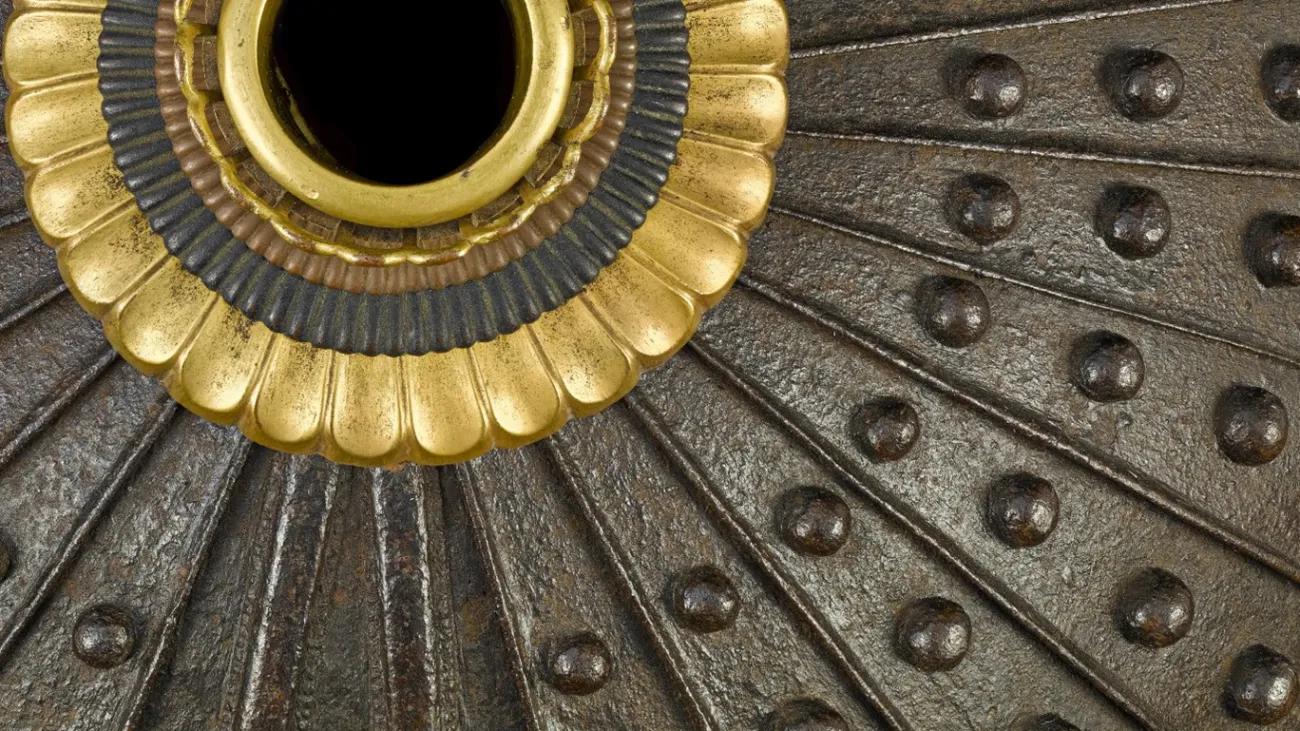 part of a highly decorated Japanese warriors helmet