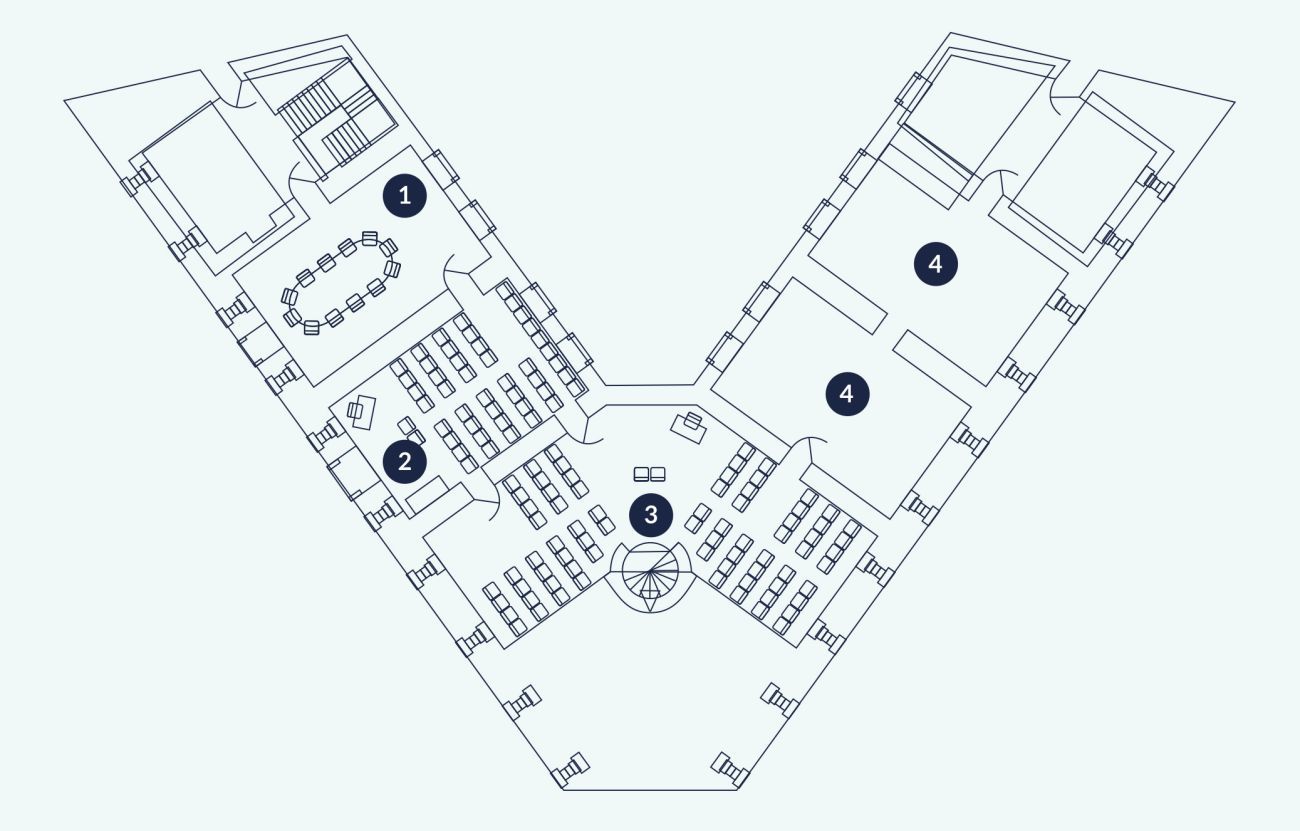 line drawing of the layout of Fort nelson hire space