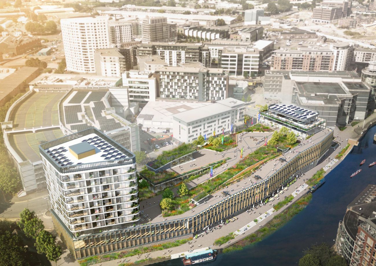 computer generated aerial view of the exterior of the proposed redevelopment of the Royal Armouries