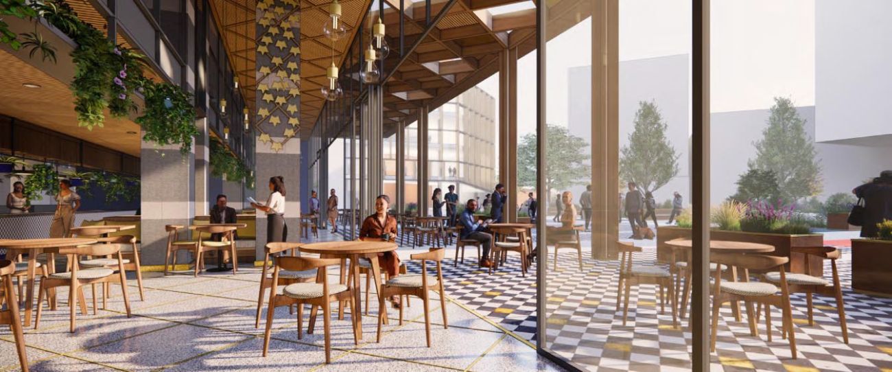 computer generated image of the proposed new Royal Armouries café interior