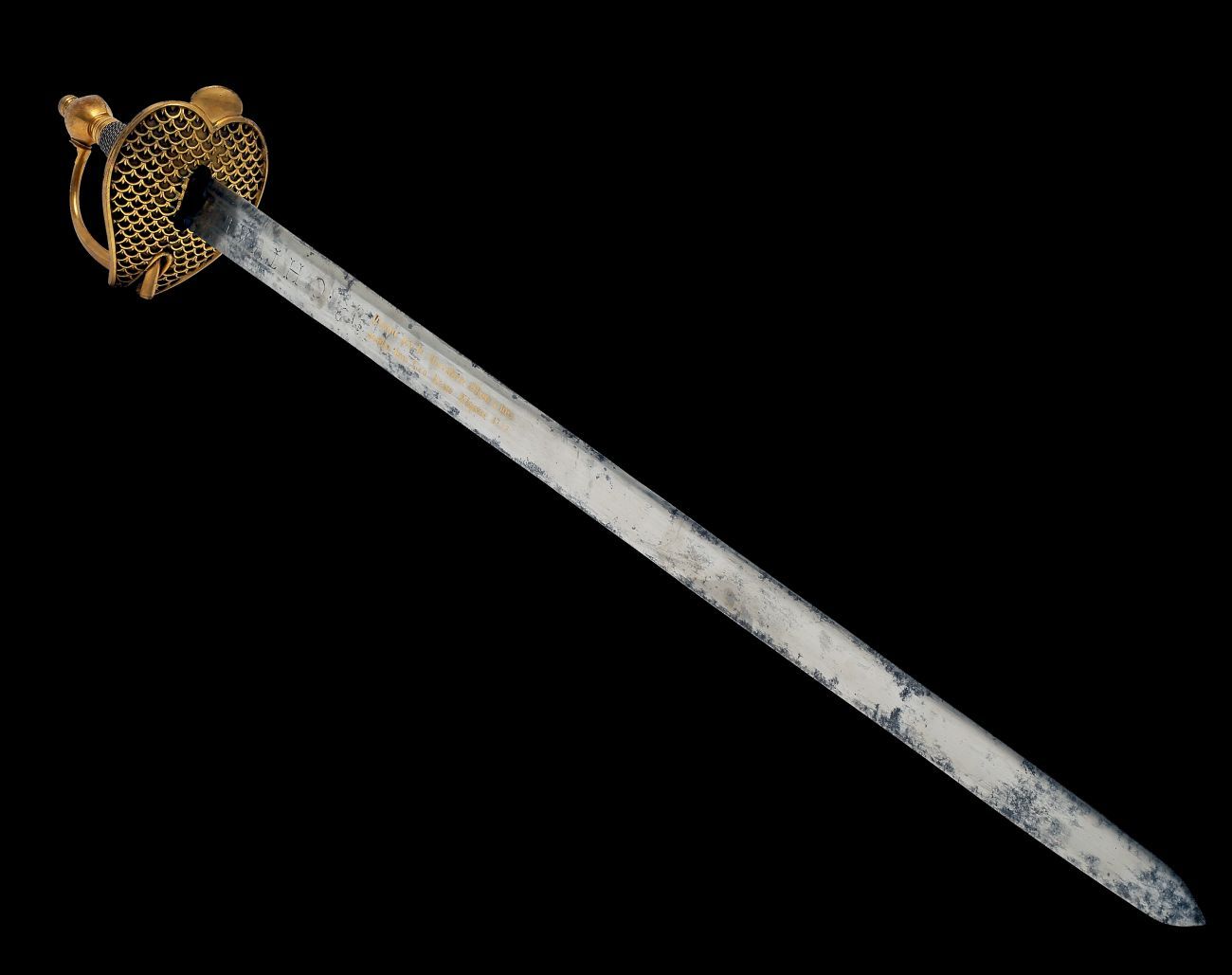 Straight sword with gold coloured hilt