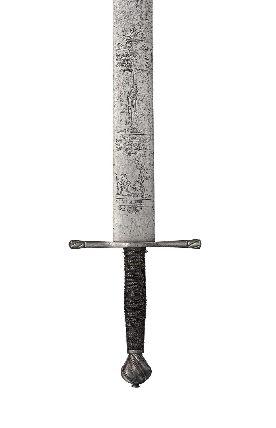 Executioner's sword showing engraving on blade