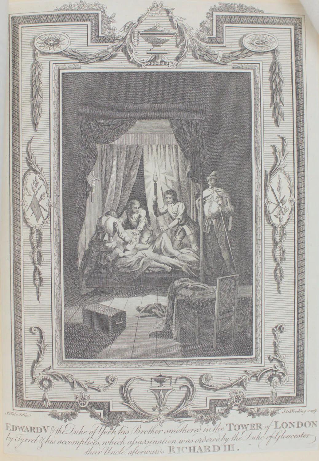 Engraving showing the murder of the princes in the Tower