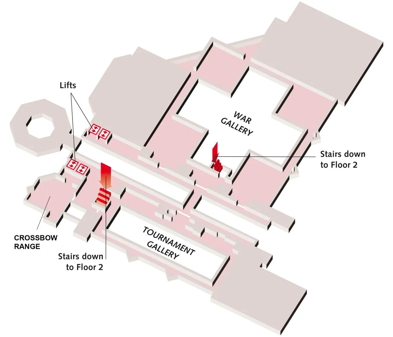 A colour map of the third floor of the Royal Armouries