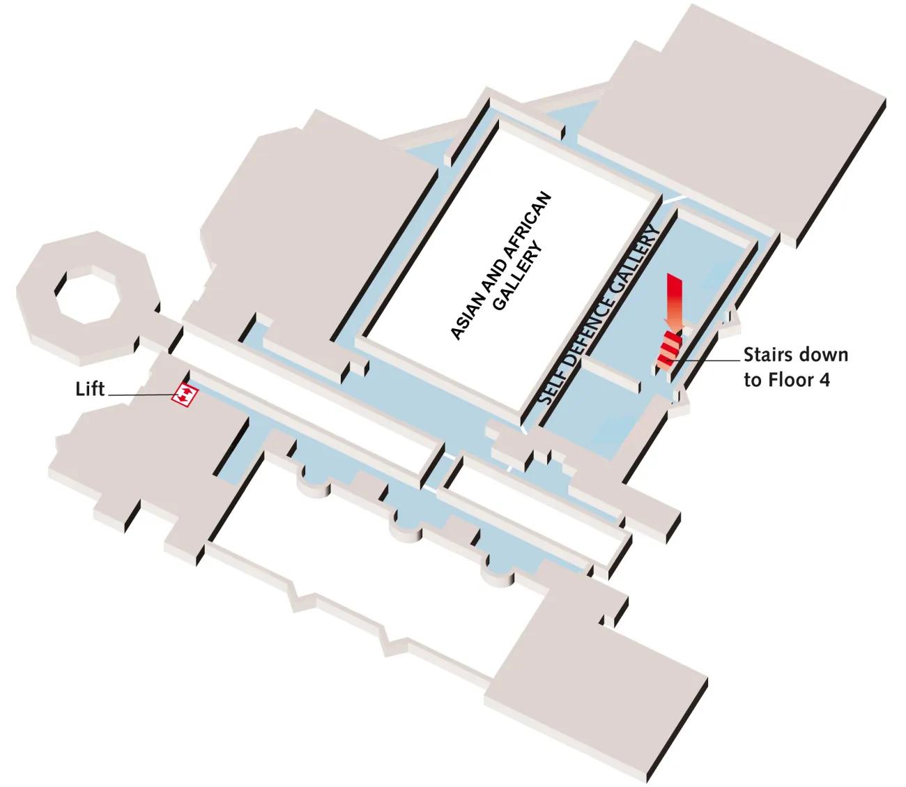 A colour map of the fifth floor of the Royal Armouries