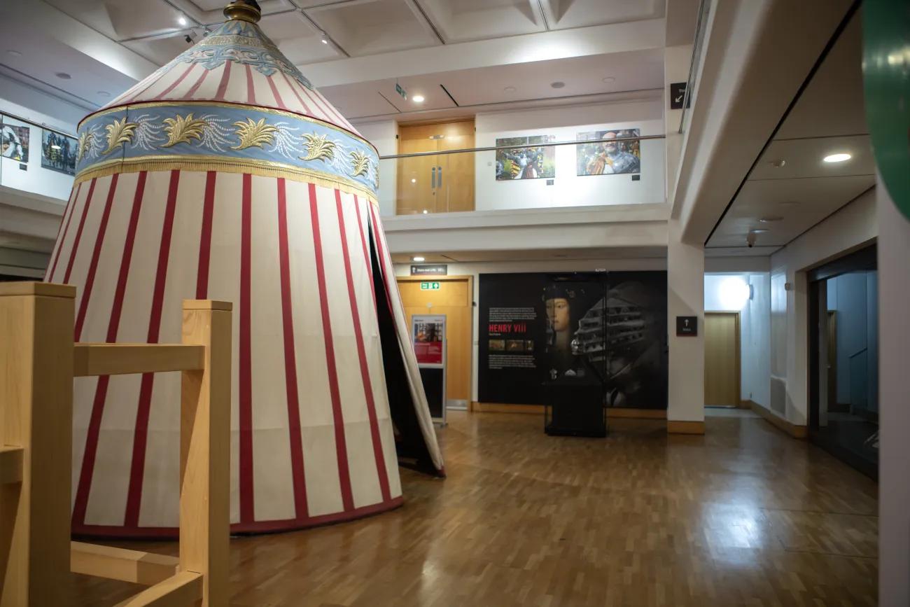 A photo indicating where the stairs are in the Tournament Gallery that takes visitors to the third floor.