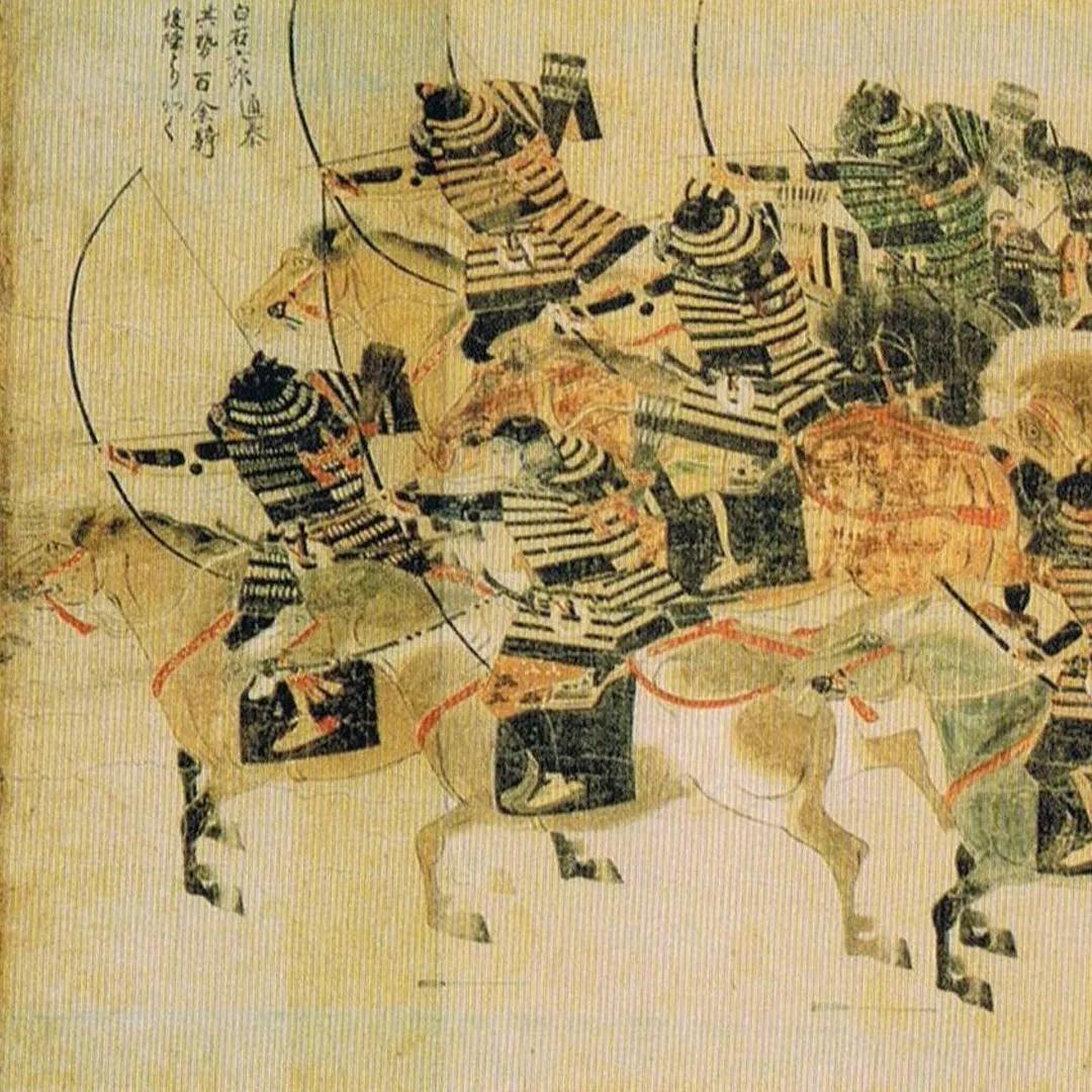 An illustration of Japanese mounted samurai taken from the late 13th century