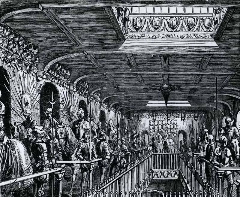 Illustration of the Line of Kings in the Council Chambers inside the White Tower at the Tower of London